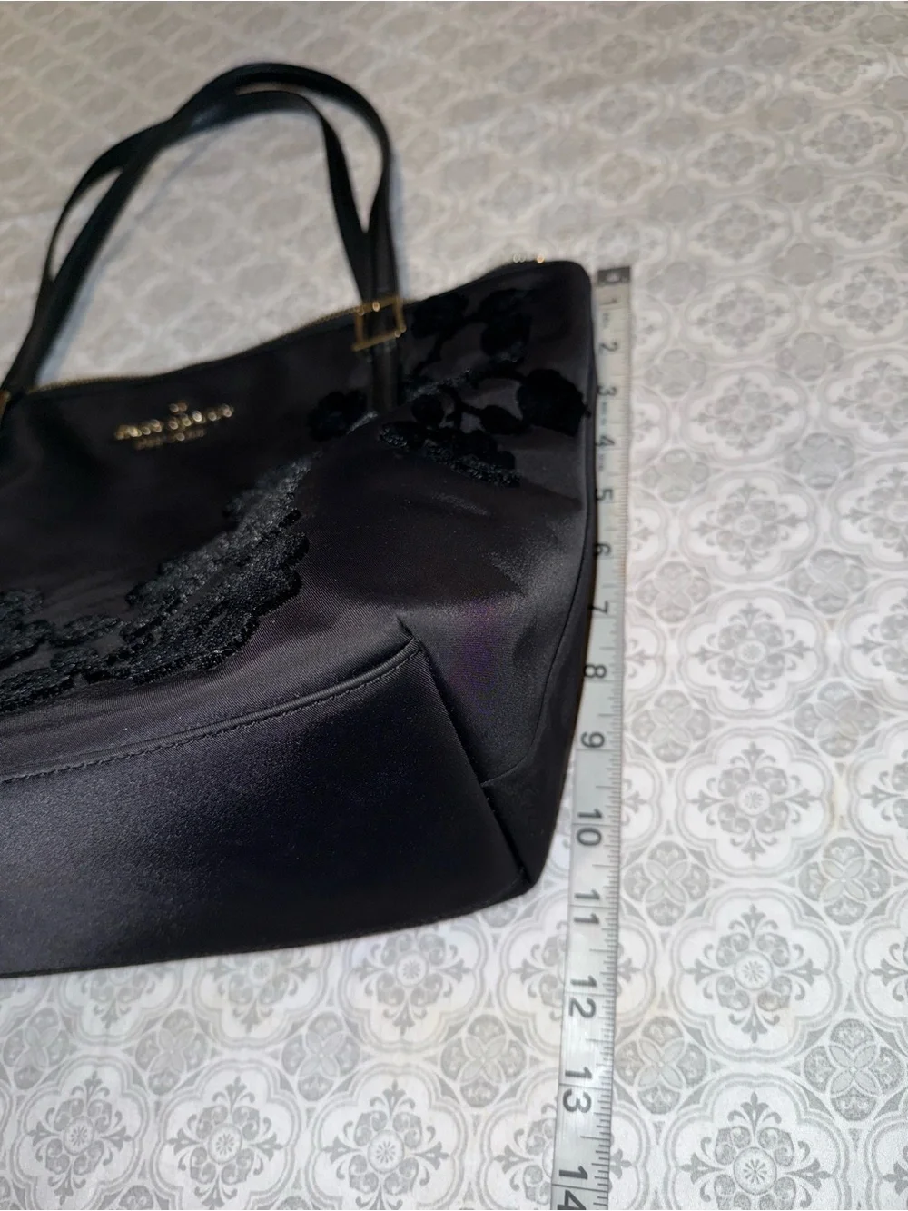 kate spade Black Floral Velvet-Print Tote